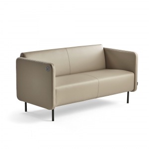 Sofa Clear Z ładowarką Usb, 2-osobowa, Skóra Ekologiczna, Taupe