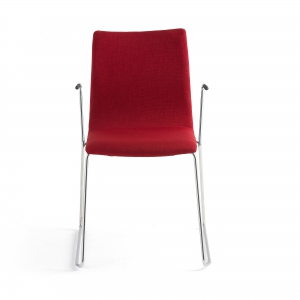 Krzesło Konferencyjne Ottawa, Podłokietniki, Czerwony, Chrom