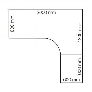 Biurko Ergonomiczne Modulus, Rama T, 2000x2000 Mm, Czarna Rama, Dąb