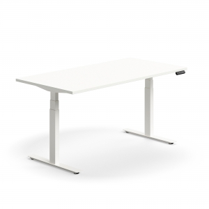 Biurko Z Regulacją Wysokości Qbus Proste, 1600x800 Mm, Biała Rama, Biały