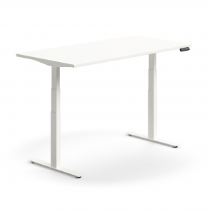Biurko Z Regulacją Wysokości Qbus Proste, 1600x800 Mm, Biała Rama, Biały