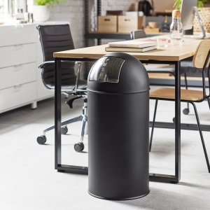 Kosz Na śmieci Hurley, Obrotowa Pokrywa, ø 350x730 Mm, 40 L, Czarny
