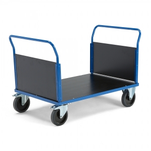 Wózek Platformowy Transfer 2 Burty Drewniane, 1200x800 Mm, Guma Elastyczna, Z Hamulcami