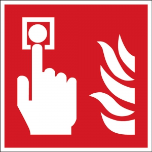 Oznaczenie: Alarm Przeciwpożarowy, Samoprzylepny Poliester, 100x100 Mm