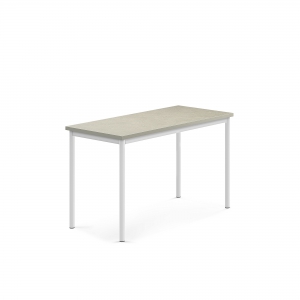 Stół Sonitus, 1200x600x720 Mm, Linoleum Jasnoszary, Biały