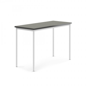 Stół Sonitus, 1400x600x900 Mm, Linoleum Ciemnoszary, Biały