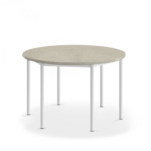 Stół Sonitus, Okrągły, ø1200x720 Mm, Linoleum Jasnoszary, Biały