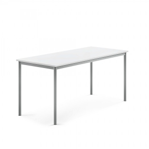 Stół Sonitus, 1600x700x720 Mm, Blat Dźwiękochłonny Hpl, Biały, Szary Aluminium