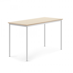 Stół Sonitus, 1600x700x900 Mm, Blat Dźwiękochłonny Hpl, Brzoza, Biały