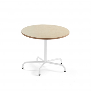 Stół Plural ø 900x720 Mm, Linoleum, Beżowy, Biały