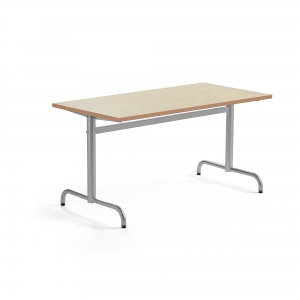 Stół Plural, 1400x700x720 Mm, Blat Linoleum, Beż, Srebrny