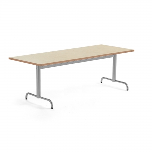 Stół Plural, 1800x800x720 Mm, Blat Linoleum, Beż, Srebrny